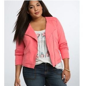 TORRID Coral knit Moto Jacket